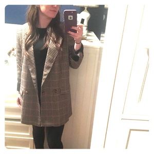 Free People Brown Plaid Blazer